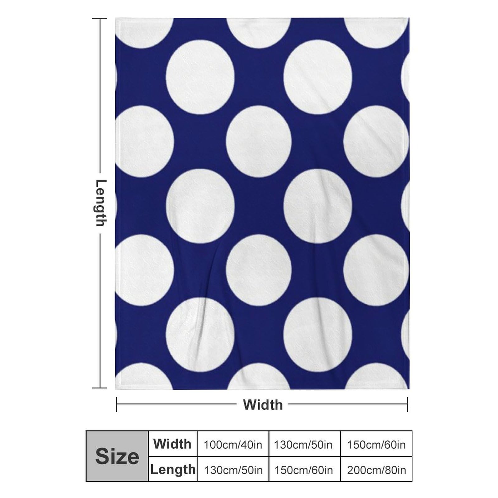 Manta de felpa, color azul marino, blanco, lunares, suave, esponjosa, acogedora, manta de franela para todas las estaciones, para sofá cama, 60 x 80 pulgadas