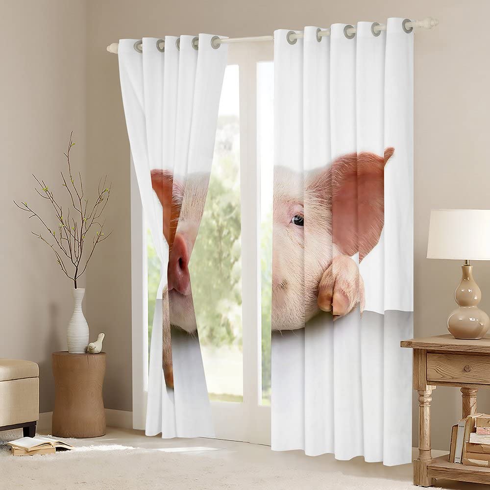 Urocza świnka zasłony zaciemniające (30%-50%) 3D zwierzęta kurtyna kawaii świnka zaciemniająca okna do sypialni świnia zwierzęta dekoracje okienne szer. 66 x dł. 72