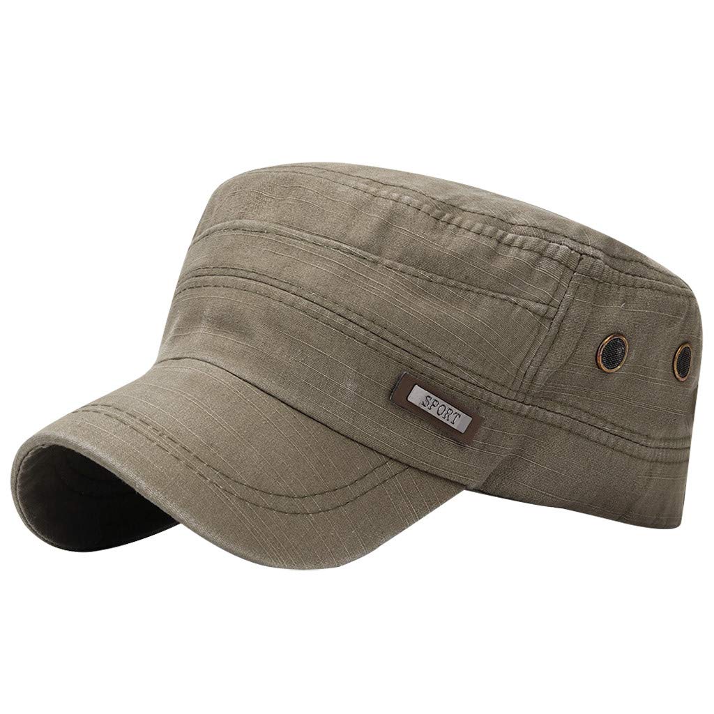 KRISPHILY Classic Cotton Flat Top Military Cadet Cap,Army Hat (Army
