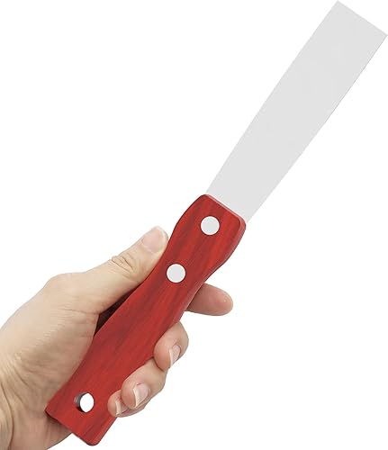 Miniatura 6 de Cuchillo de masilla, 2 herramientas raspadoras de acero inoxidable de 1 pulgada, cuchillos de metal con mango de madera para paneles de yeso,