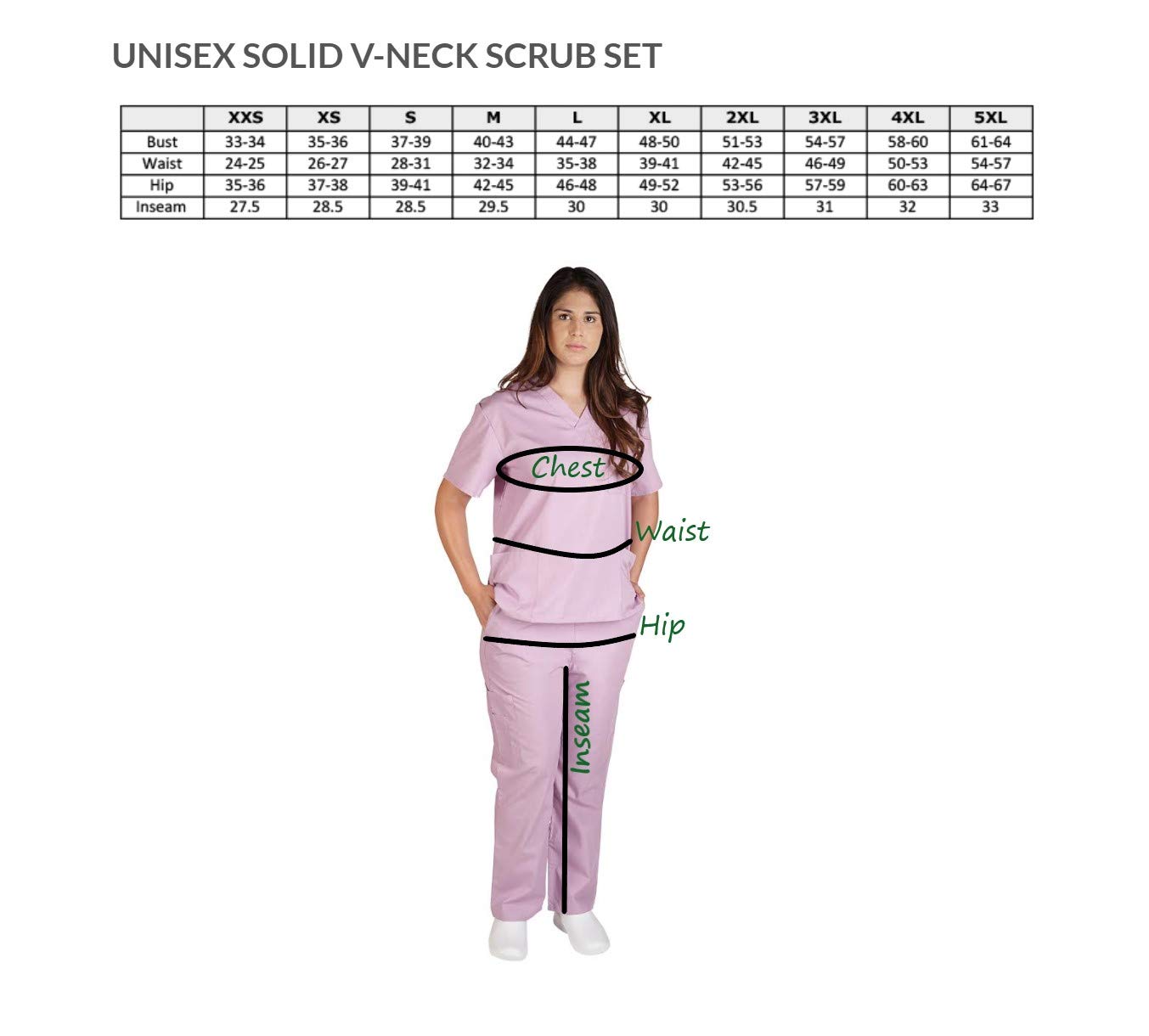 Natural Uniforms Solid V-Neck Women's Scrub Set Medical Scrub Tops and Pants (Medium, White)