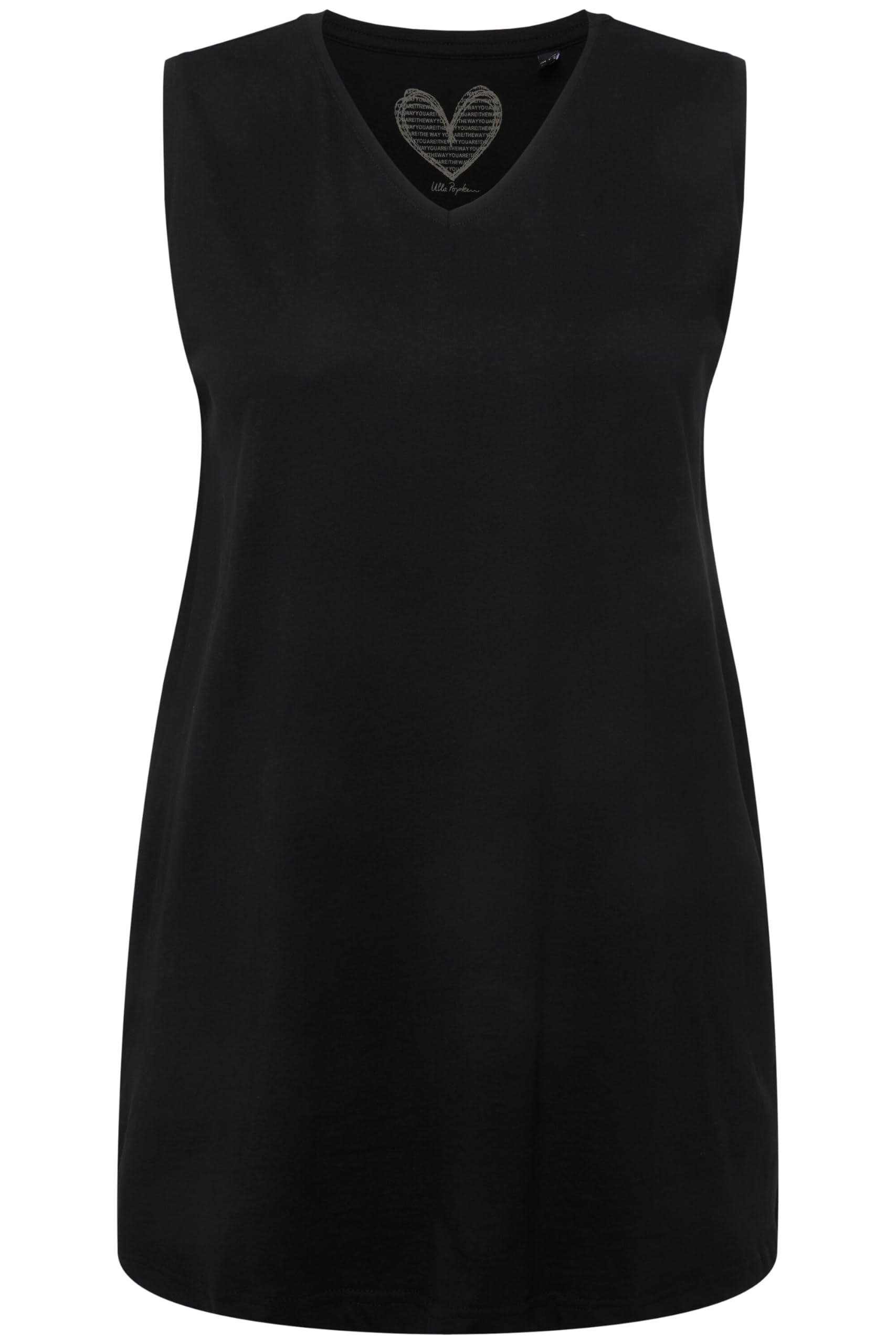 Ulla Popken Damski duży rozmiar, plus size, top basic, tank top, dekolt w serek, luźny krój
