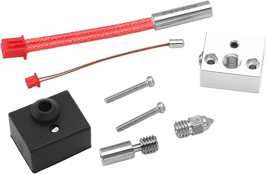 review 3D Printer Heating Parts Heating 0.4mm Nozzle Silicone Sleeve Kit Rod Thermal Wire Heater Block Throat Tube 300℃ 24V 40W Heater Sensor for 3D Printers