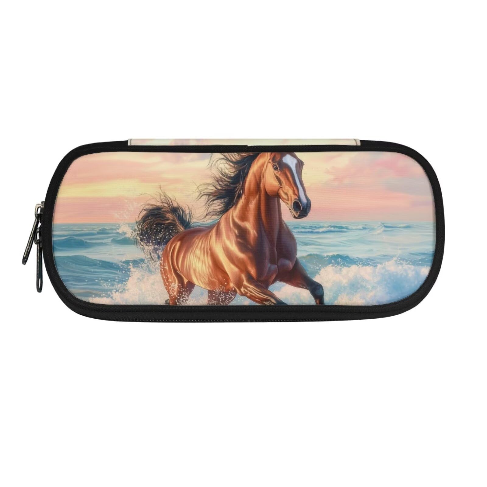 Howilath Beach Horse Pencil Case with Stationery Organizer Big Capacity Pencilcase Kids School Pencil Cases Primary/Secondary Pen Bag Pouch Holder