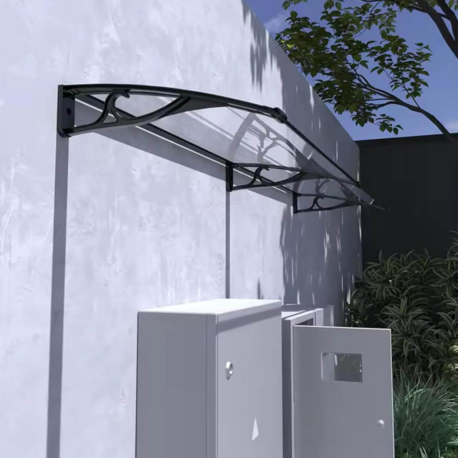 Genérico Marquesina Puerta Exterior,Soporte de aleación de Aluminio,Marquesina para Puertas y Ventanas,Marquesinas Exterior,Toldo Cubierta de Policarbonato,120x400cm/47x158in