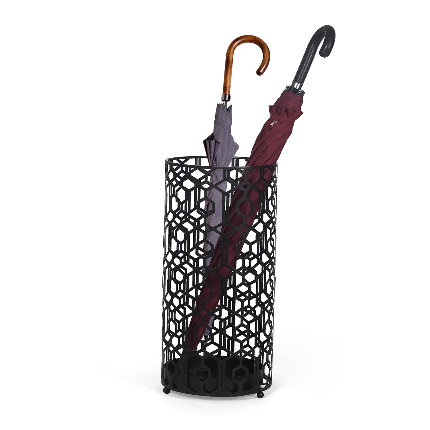 Photo 1 of Adeco Metal Stand Holder Round Umbrella Holder Organizer Entryway Freestanding, for Canes, Walking Sticks Umbrella Racks, Black