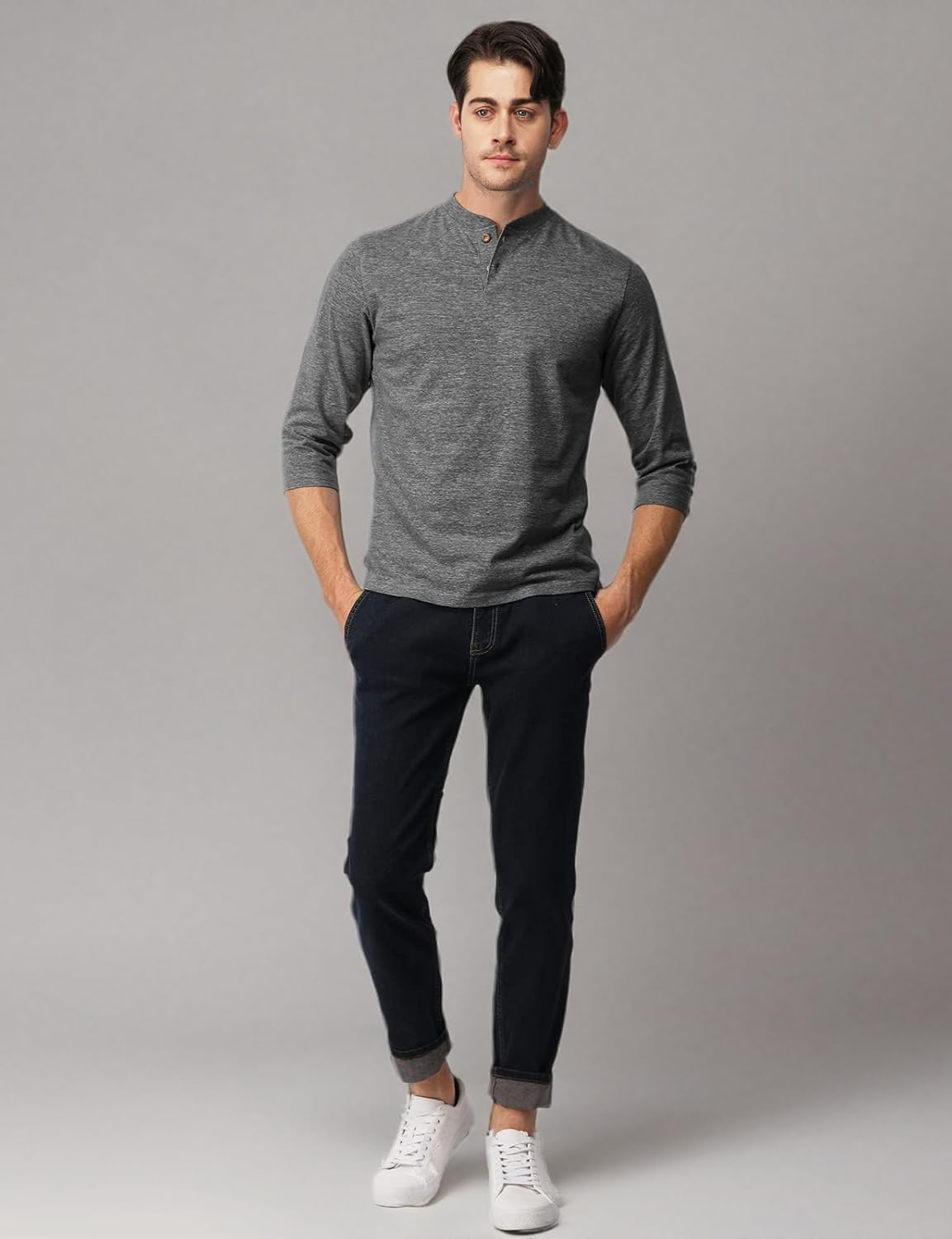 H2H Mens Casual Premium Slim Fit Henley Shirts Lightweight Thin Fabric - Image 6