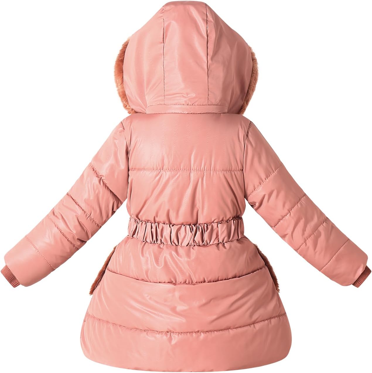 Girls Winter Jacket Coat with Fur Hood Size 4-10 Warm Fleece Lined Puffer Outwear - Image 2