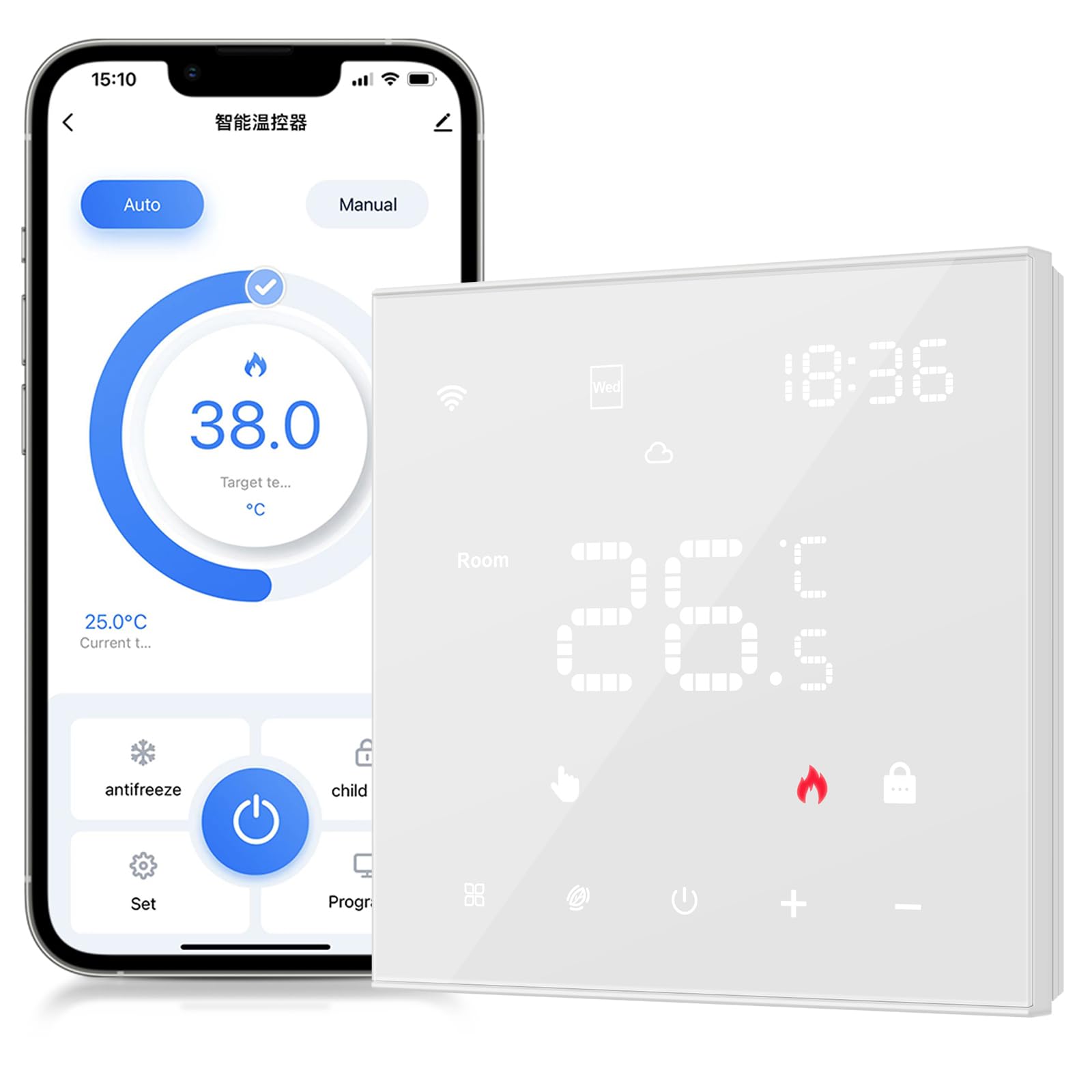 MIUCDA Smart Elektrisch Fussbodenheizung Thermostat WLAN Programmierbarer Raumthermostat Digital Elektro-Fußbodenheizung Heizungsthermostat Kompatibel mit Alexa, Google Home