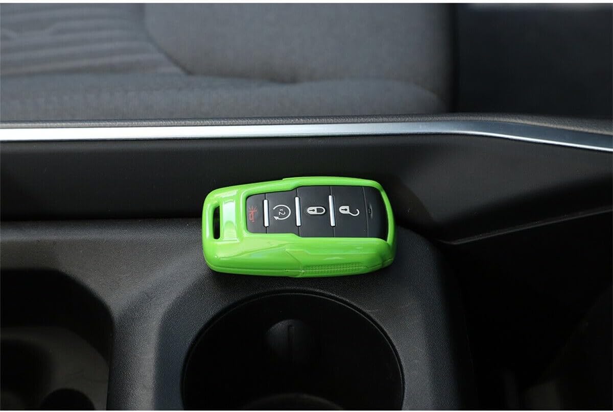 Key Fob Case Cover Key Bag Holder Protection Shell Accessories，Fit forDodg-e RAM 1500 2500 3500 2018-2025 , ABS Plastic (Light Green)