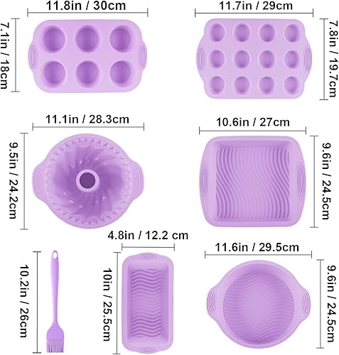 Miniatura 2 de Juego de 7 piezas de silicona para hornear, molde de silicona antiadherente para hornear, suave y fácil de desmoldar, bandeja para hornear