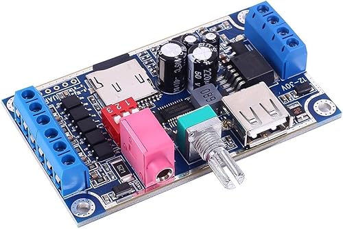 Miniatura 8 de DONGKER Módulo de reproducción de voz MY-F1090, módulo de voz de música DC 12V-24V con ajustador de volumen y una placa de reproducción de sonido de