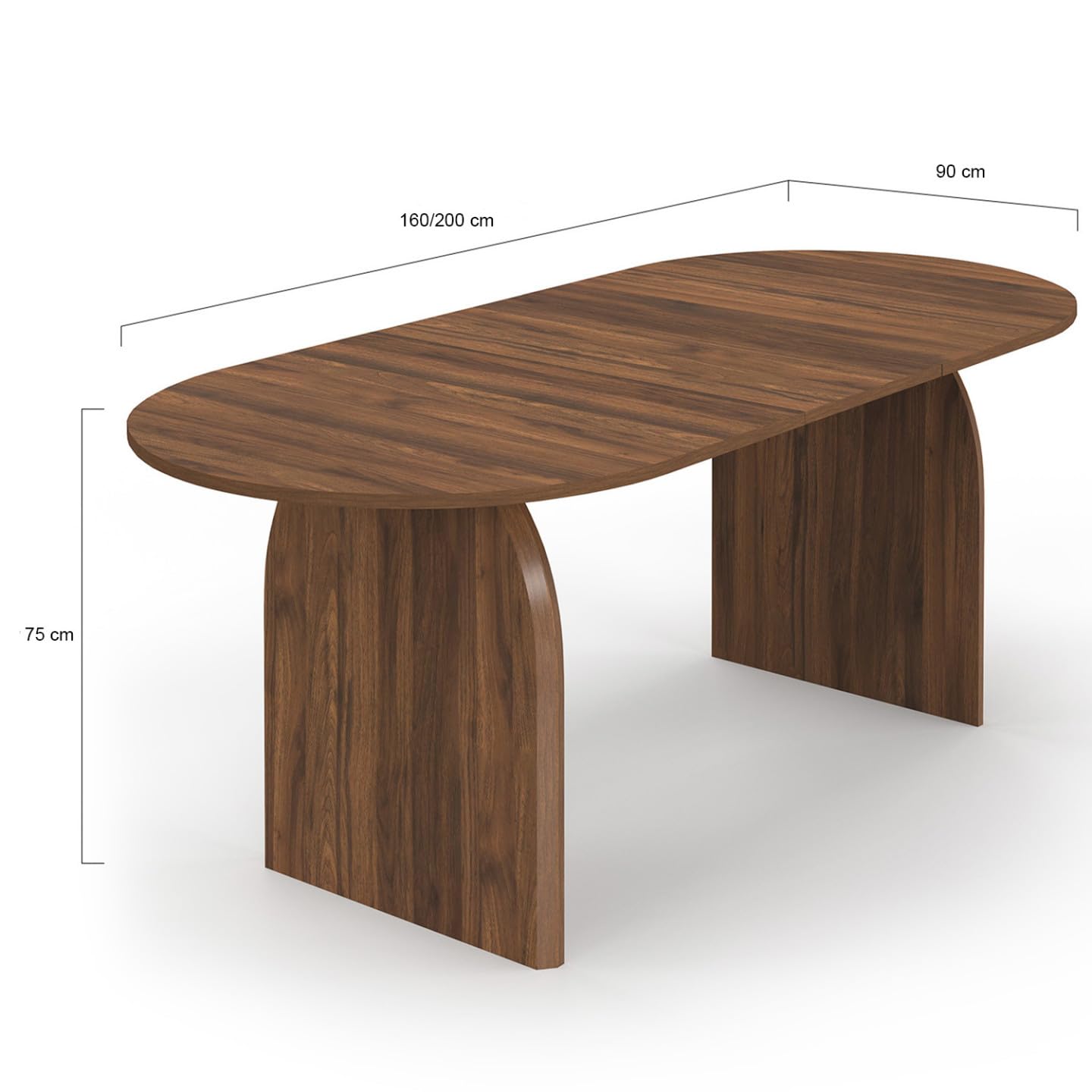 IDMarket - Table à Manger Extensible japandi Ovale Edith 6-10 Personnes Effet Noyer 160-200 cm