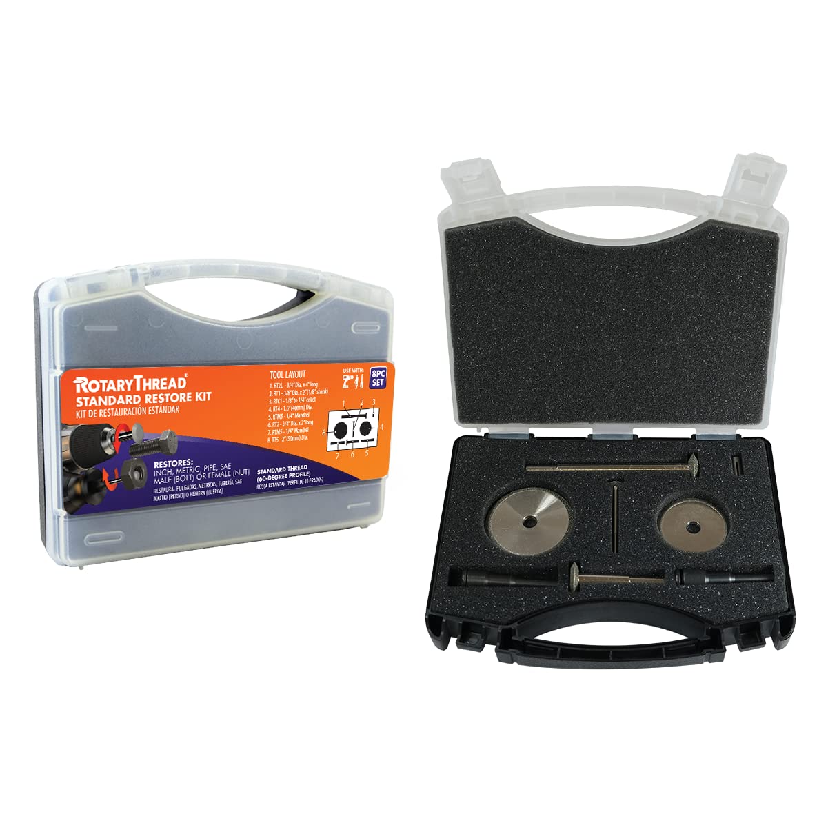 Zestaw naprawczy plik RTK3.1, 8-częściowy standardowy zestaw; pościg, przywracanie, naprawa i czyszczenie: męski, żeński, calowy, metryczny i rurowy. (8-częściowy standardowy zestaw)