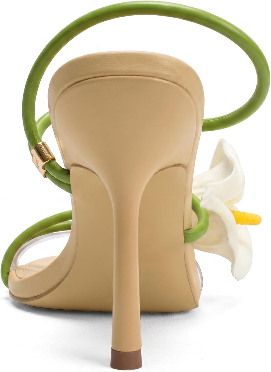 SIZE 8 Flower High Heels for Women Calla Lily Open Toe Floral Stilettos Heels Sexy Strappy Wedding Birthday Dressy Heeled Sandals