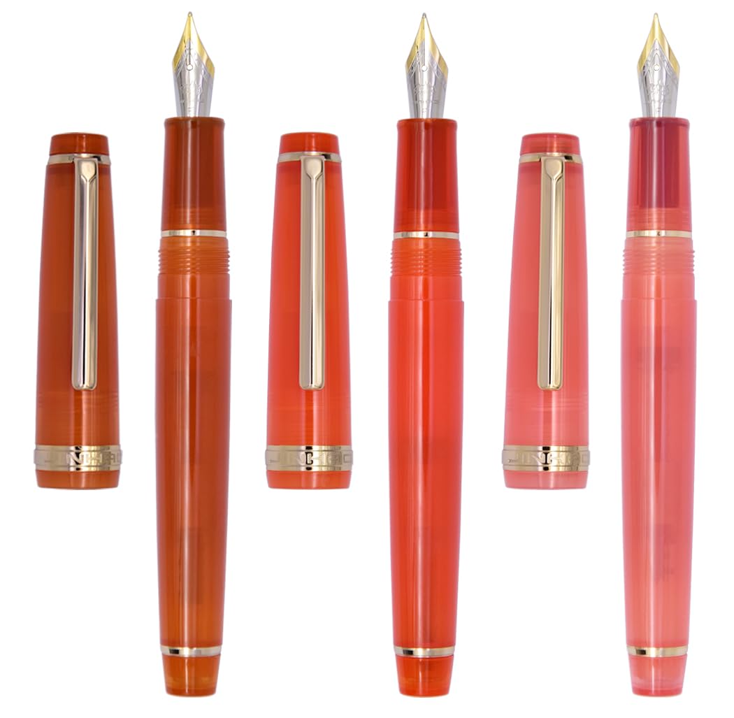 xiaoyu lot de 3 Jinhao 82 stylo plume acrylique, plume iridium, attributs dorés, convertisseur d'encre, stylo à écriture transparente classique et fluide, plume extra-fine (0,38 mm)