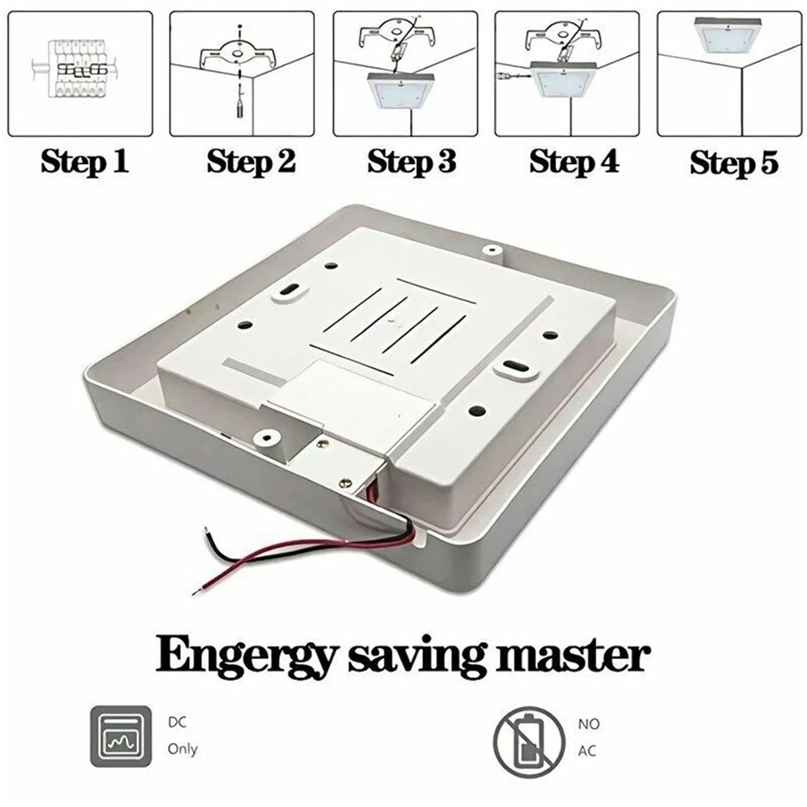 1 szt. 9 W 12 V lampa LED do samochodów kempingowych, kamperów, sufitów, wnętrz, dachów, samochodów ciężarowych, przyczep kempingowych, autobusów, łodzi, kwadratowe światło dachowe dla Campera(Wit)