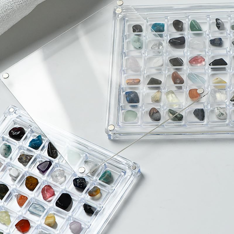 NEONWE Natural Crystals and Rock Collection Kit, 36 Pieces with Acrylic Display Box, Healing Gemstones for Chakra, Reiki
