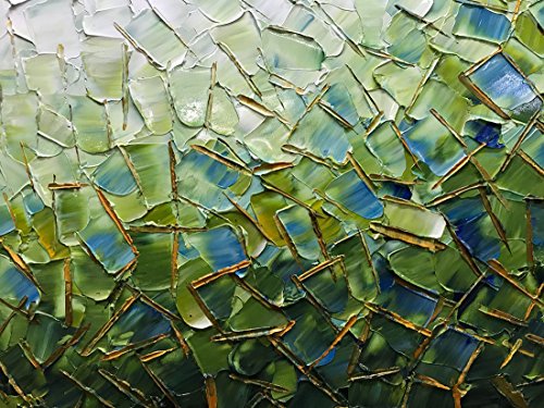 Yotree Paintings, 24X48 Inch Paintings Oil Hand Painting 3D Hand-Painted On Canvas Abstract Artwork Art Wood Inside Framed Hanging Wall Decoration Green Teal Abstract Painting #TOP3