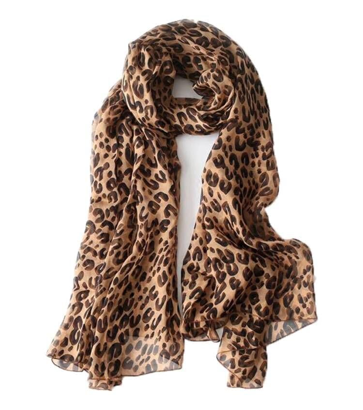 Lightweight Leopard Chiffon Scarfs for Women - Fashion Floral Print Scarves Shawl Head Wraps Bandana3