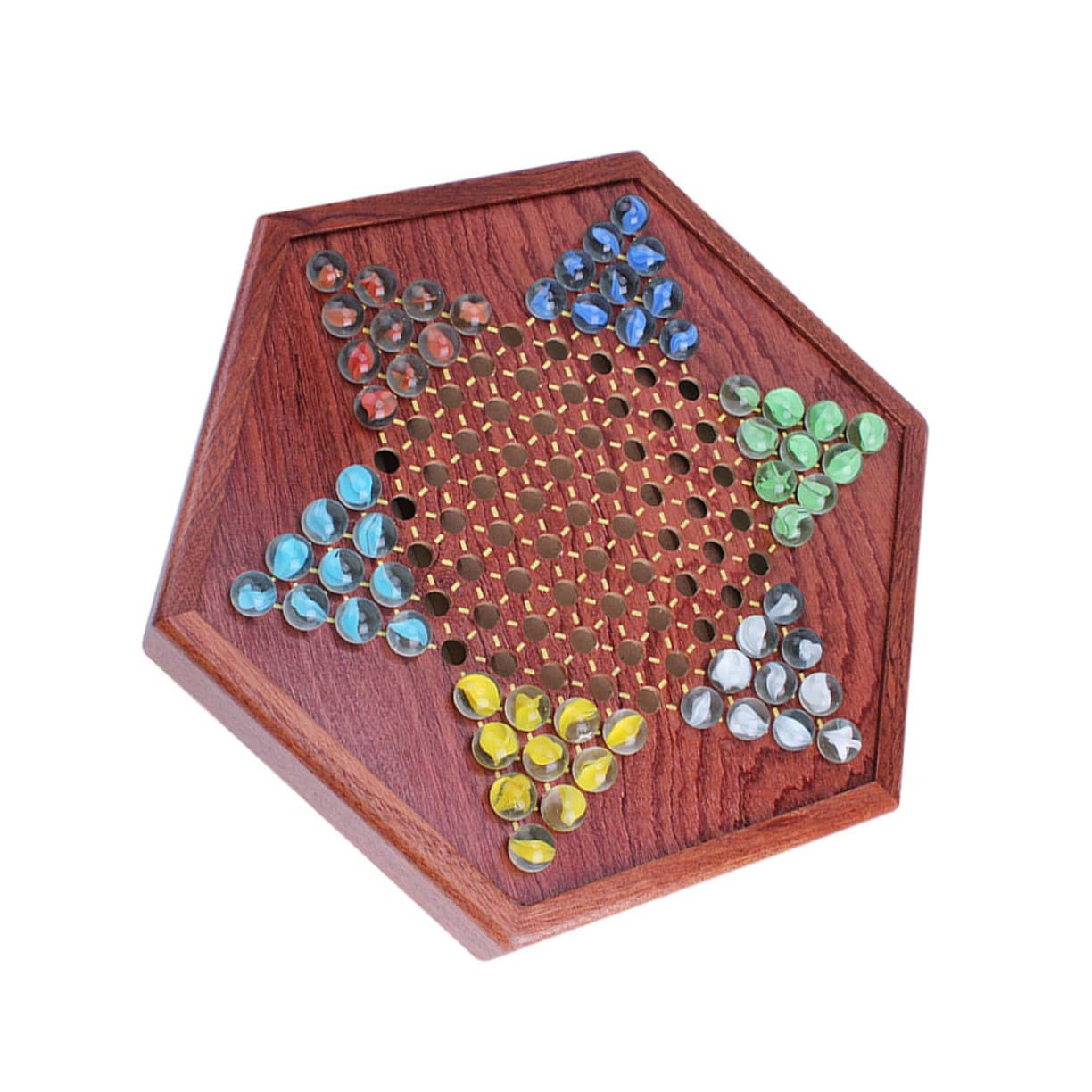 BESPORTBLE Set Gioco Dama Cinese e Cassetto Porta Biglie in Materiale Sintetico con Tavola Esagonale per Intrattenimento Familiare Multi Giocatore