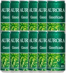 Suco de Uva Gaseificado Aurora: Lata de 269 ml Combo com 12 Unidades, Bebida Refrescante e Sem Conservantes, Baixo em Sódio (269ml, Uva branco)