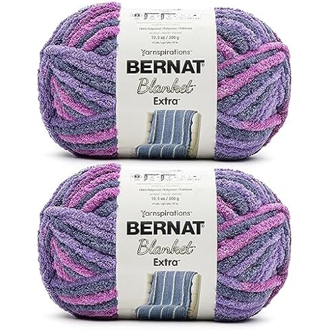 Bernat Blanket Extra Purple Sunset Yarn - 2 Pack of 10.5oz/300g - Polyester - #7 Jumbo - 97 Yards - Knitting & Crochet Cover