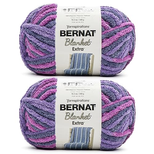 Image of Bernat Blanket Extra - Chunky Yarn for Hand Knitting, Crochet, Crafts & Amigurumi - #7 Jumbo - 21oz /600g - 194 Yards - Purple Sunset - (2 Pack)
