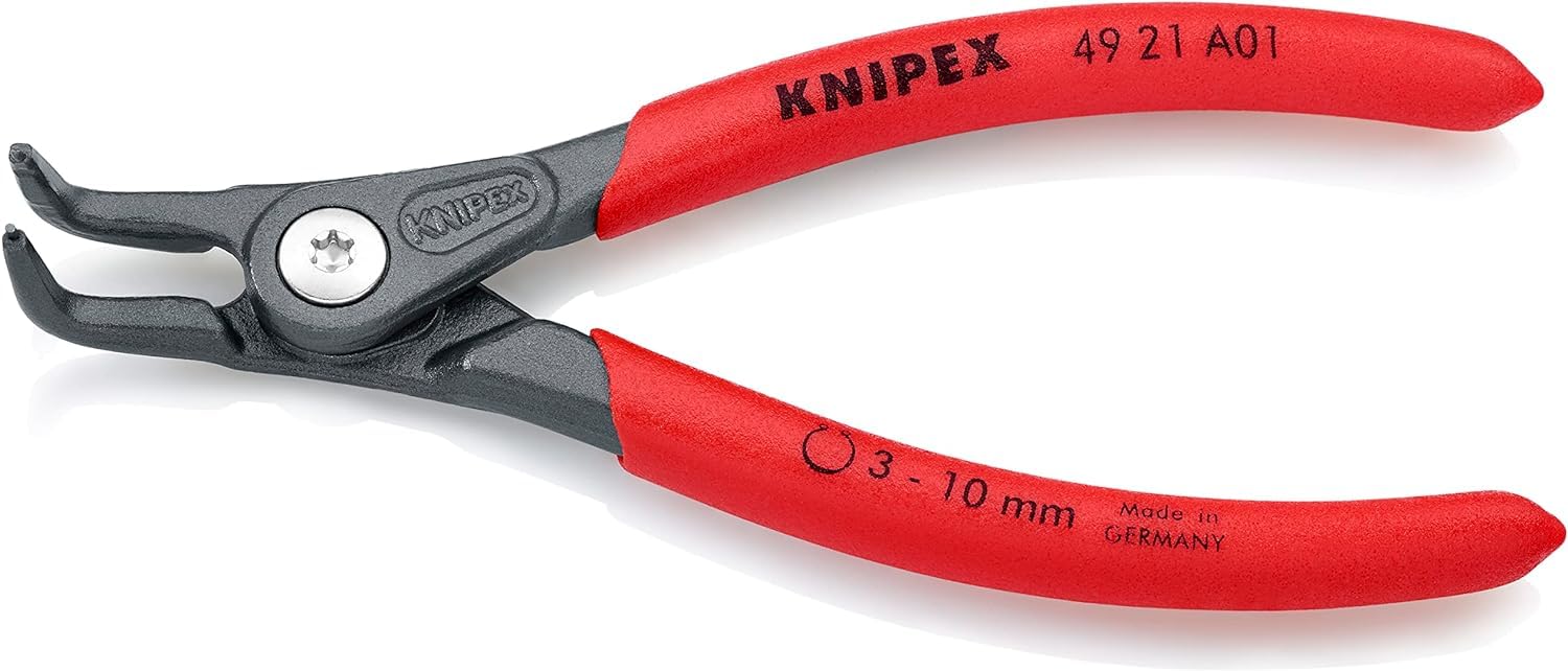 KNIPEX Tools - Precision Circlip Pliers, External, 90 Degree Angled, 1/8"-25/64" Shaft Dia. (4921A01), 5.20