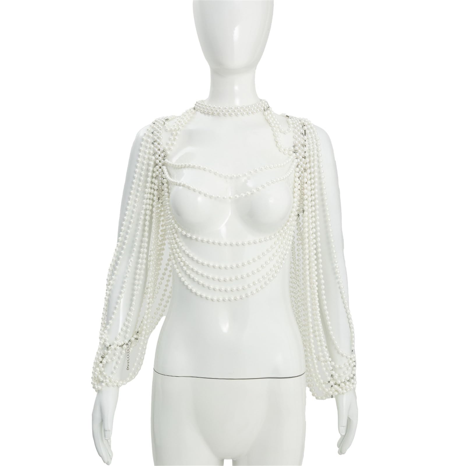 Collana per il corpo con perle di ispirazione vittoriana con frangia staccabile per eventi eleganti e fotografie, gioiello dal design leggero