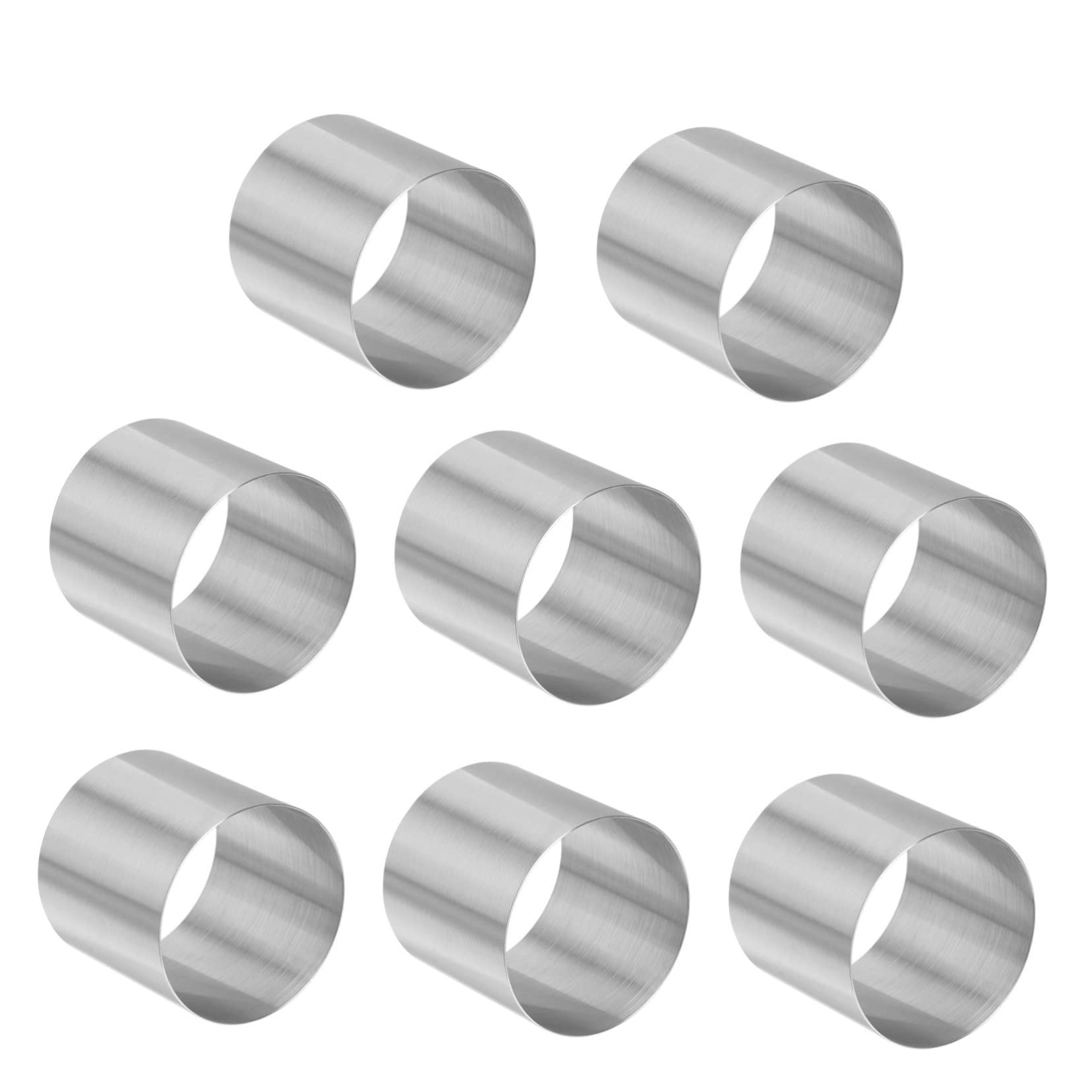 POPETPOP Moules à Pâtisserie Ronds Miniatures 8 Pièces en Acier Inoxydable | Finition Argentée, Bords Lisses, Nettoyage Facile, Lot Compact pour Dessert Individuel et Biscuit