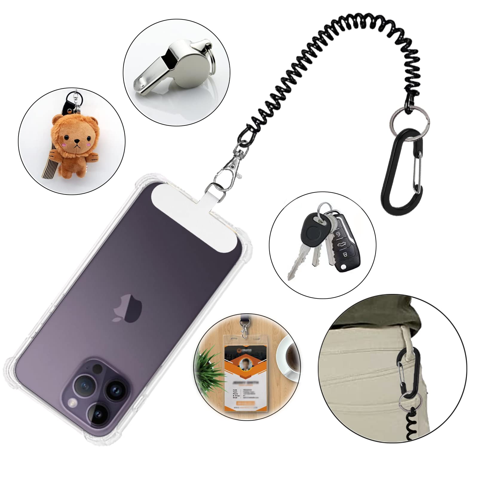 Anti-theft Phone Tether With Carabiner 2-Pack Anti-Theft Phone Lanyards -  21cm TPU Straps With Carabiners For Outdoor Activities Climbing Phone Holder