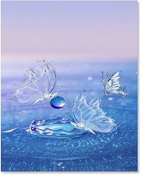 Amazon.co.jp: 絵画 3 匹の蝶が水の上を飛んでいますインテリア 絵画