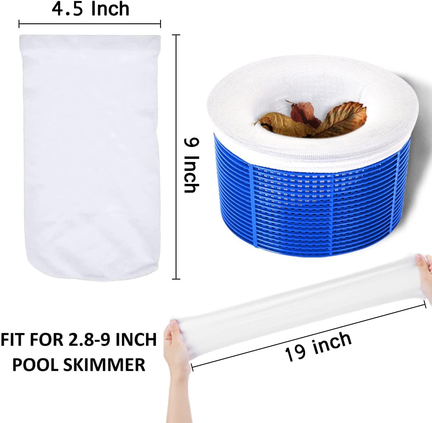 100 Pack Pool Skimmer Socks for Pool Filters, Filters Baskets and Skimmers to Filter Debris and Leaves, Protact Filter System of Inground and Above Ground Pools