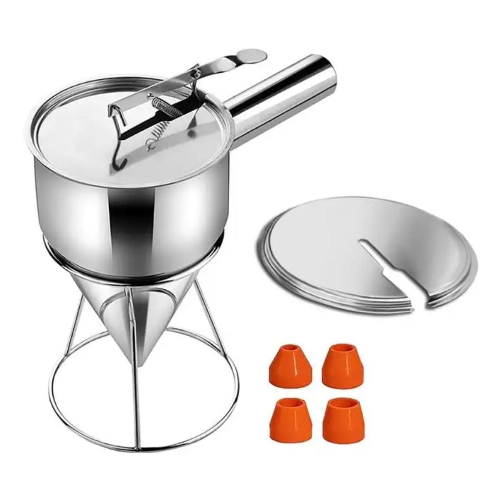Tsophreniq Ergonomic Nonrust Steel Batter Dispenser 1200L Conical Funnel Perfect for Dough Sauce Distribution Nonrust Steel Batter Funnel for Pastries