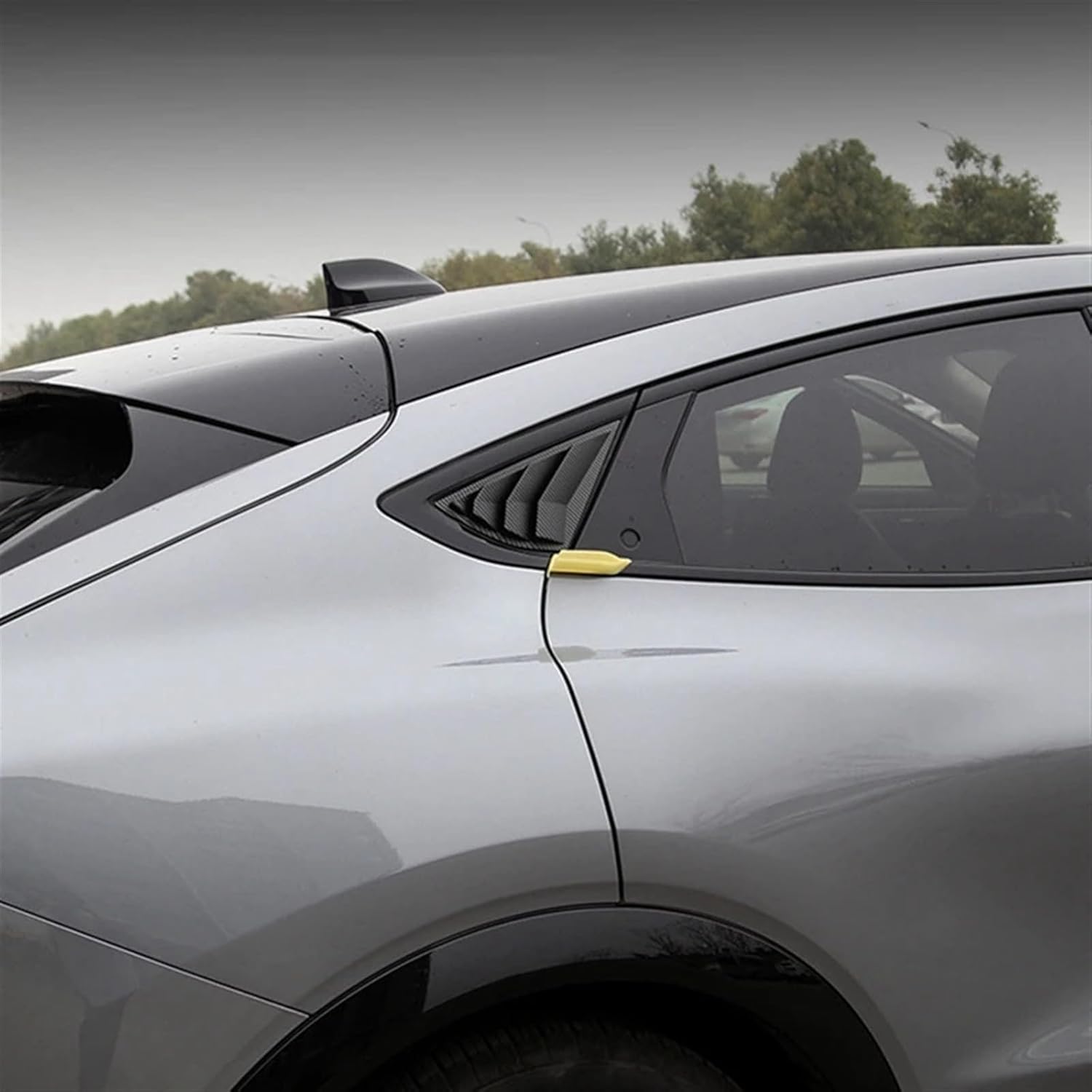 2 Pcs Car Rear Window Triangle Louver Shutter Cover Trim Compatible for Mustang Mach E 2021 2022 Carbon Look Window Side Vent Trim