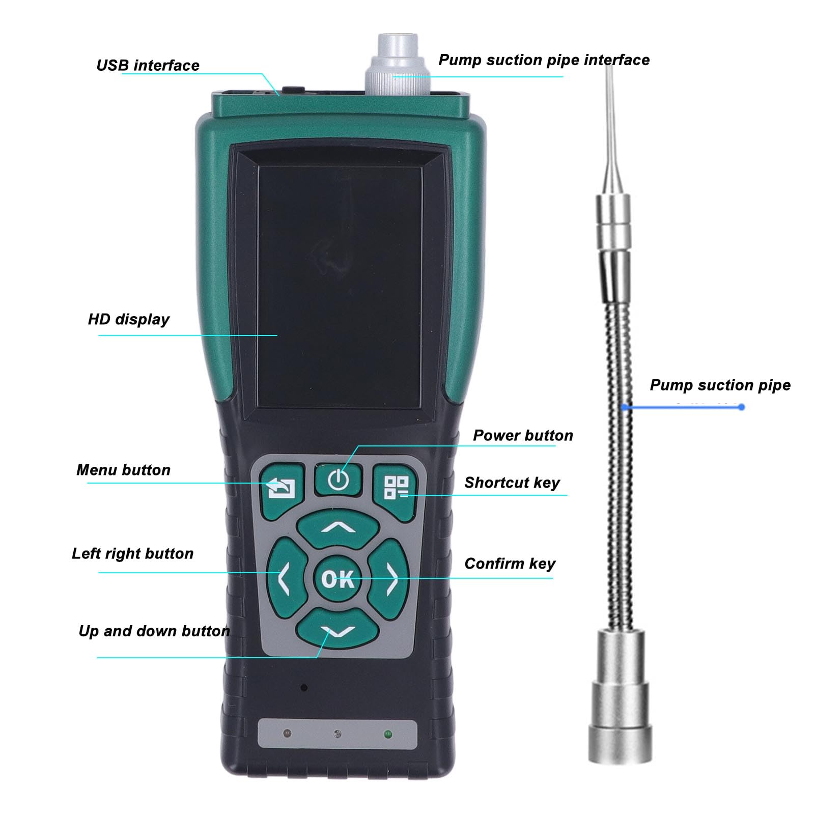 Detector de Gas Probador de Gas Portátil de Mano con Pantalla a