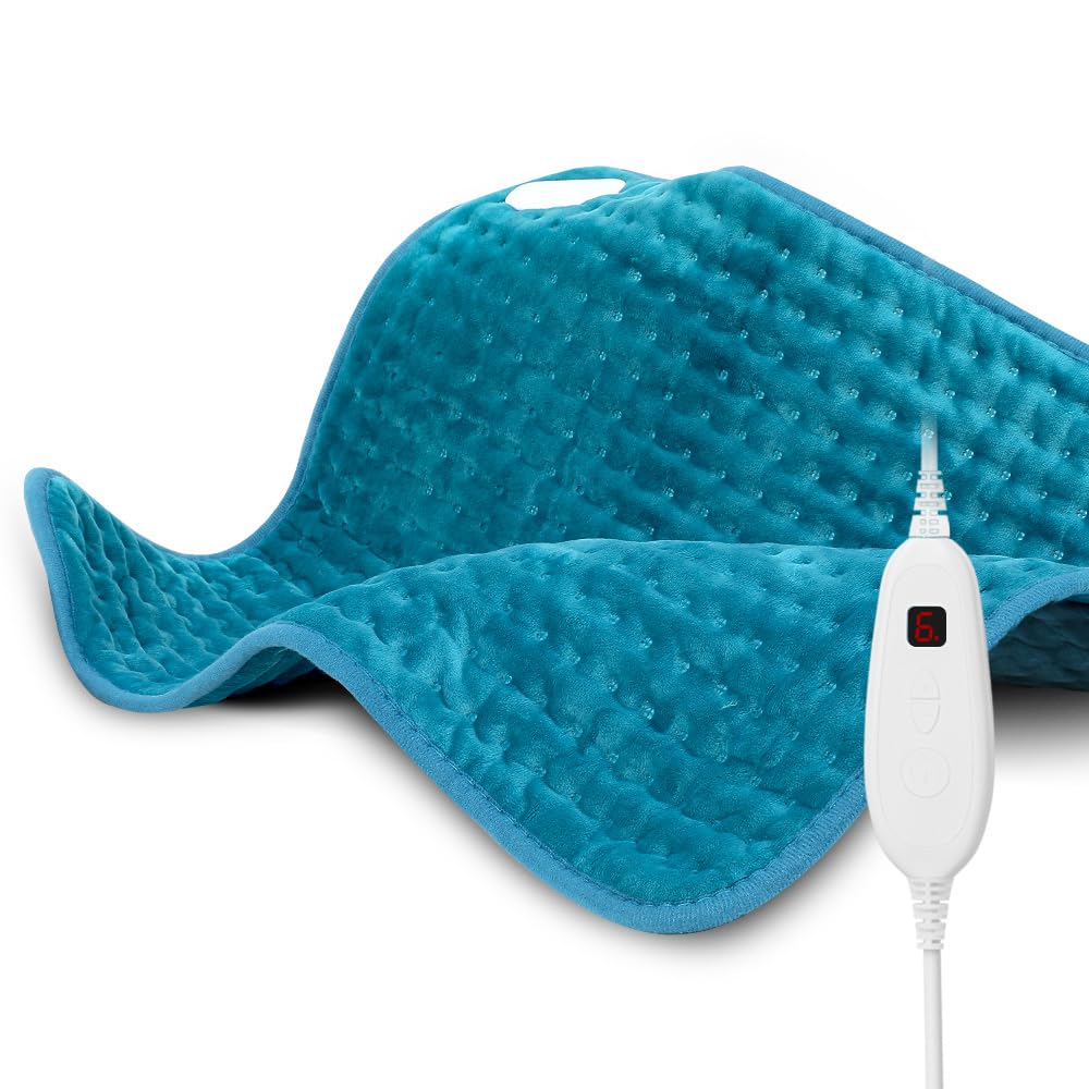 DAILYLIFE Heating Pad for Back Pain Relief, 20"x24" Electric Heating Pads for Cramps, Back, Shoulder and Neck with 6 Heat Settings, Fast-Heating Technology, Auto Shut Off, UL Certificated, Blue