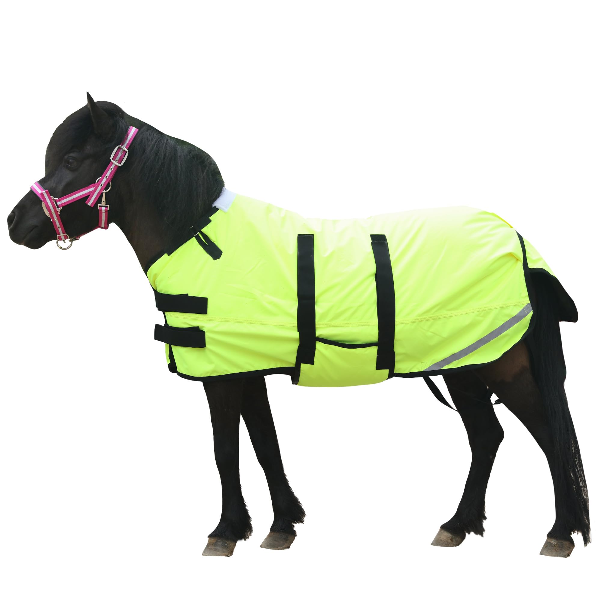 Leberna Foal Winter Horse Rug, 300D Breathable Mini Rug with Bellyband for Weanling Donkeys(150g Fill) (Fluorescent Yellow‌, Medium(3'0"-3'6"))