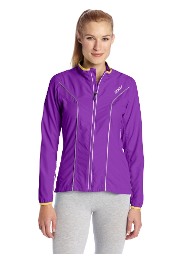 2XU Women's Elite Running Jacket, Purple Lacquer/Excel Yellow, X-Large