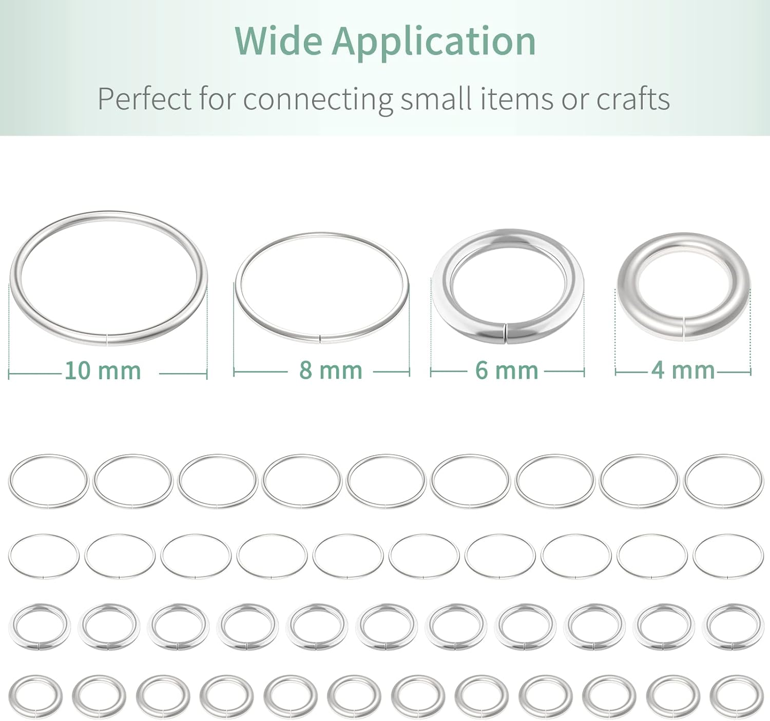 Uniclife 6 mm Silver Jump Rings for Jewelry Making Open Single Loops Mini Ring Connectors for Keychains and Necklace Repair (1000 PCS) - Image 5