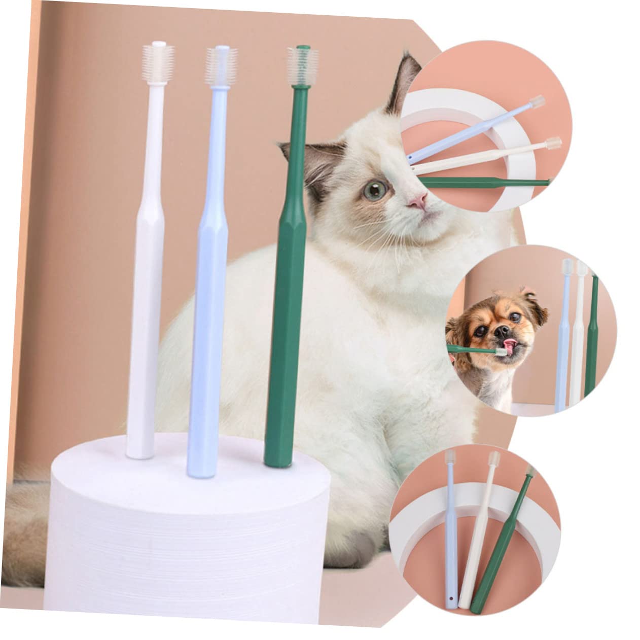 minkissy 12pièces Brosse à Dents Pour Animaux De Compagnie Kit De Nettoyage Oral Pratique Pour Chiens Et Brosse à Dents Portable Pour Chiots Et Blanches