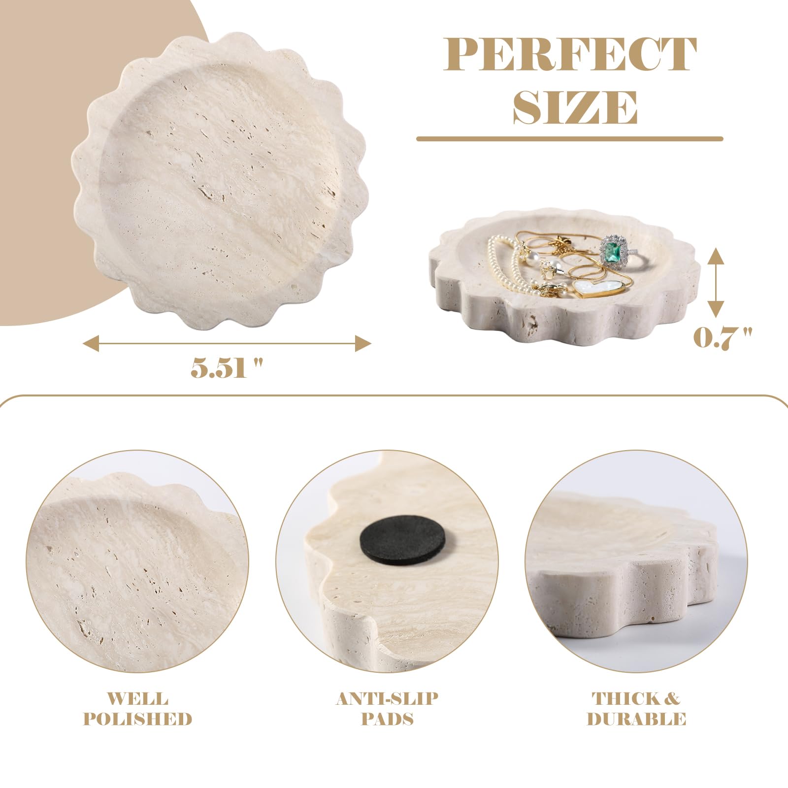 Koville Travertine Jewelry Dish, 5.51