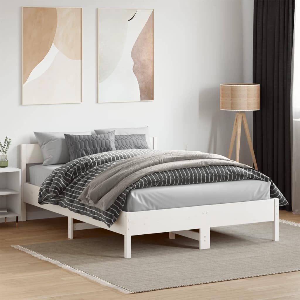 vidaXL Letto Senza Materasso Bianco 120x190 cm Legno Massello di Pino