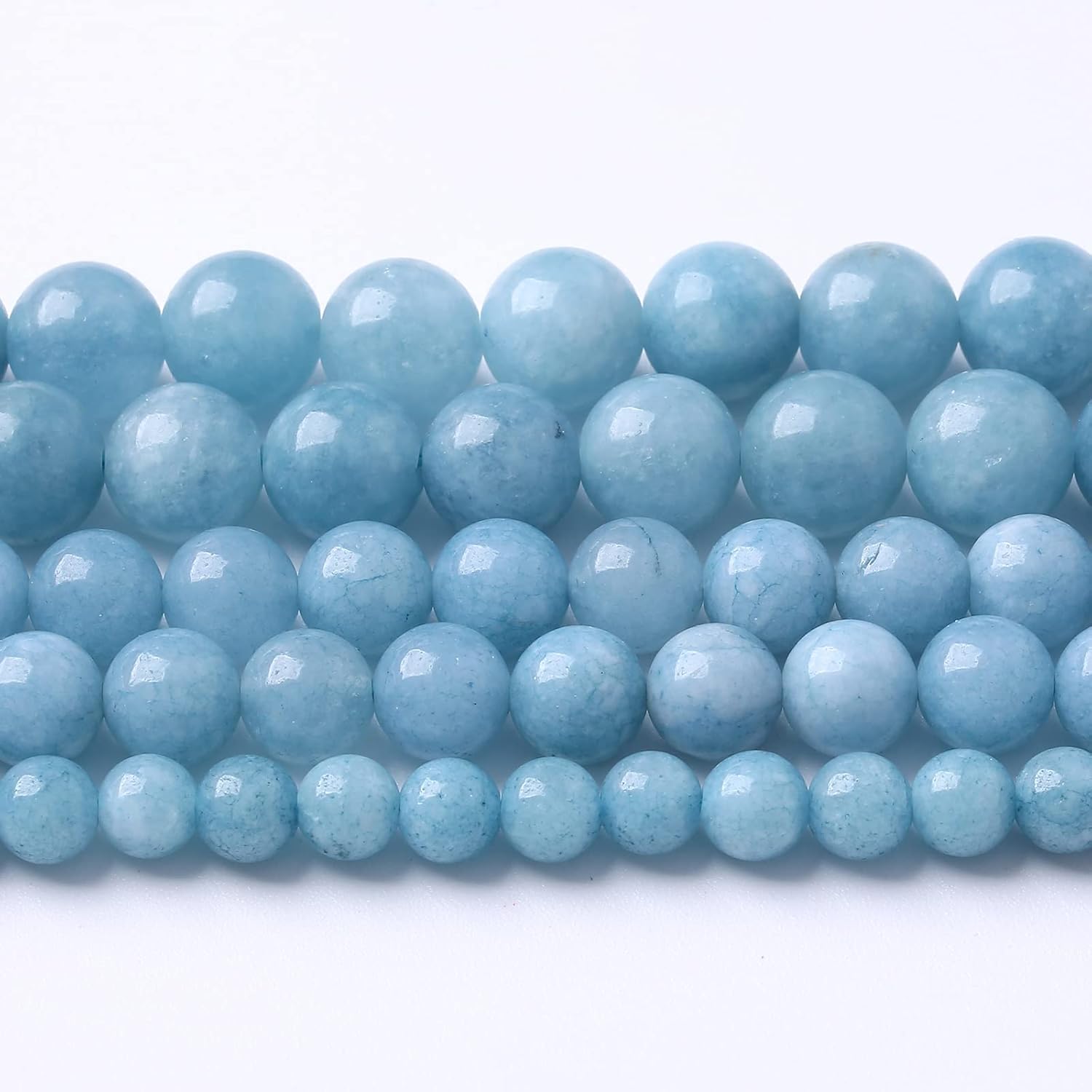 60Pcs 6mm Natural Blue Chalcedony Jades Beads for Jewelry Making Aquamarine Jades Energy Stone Healing Beads DIY Bracelet Necklace 15" 1 Strand Blue Chalcedony Jades 6mm