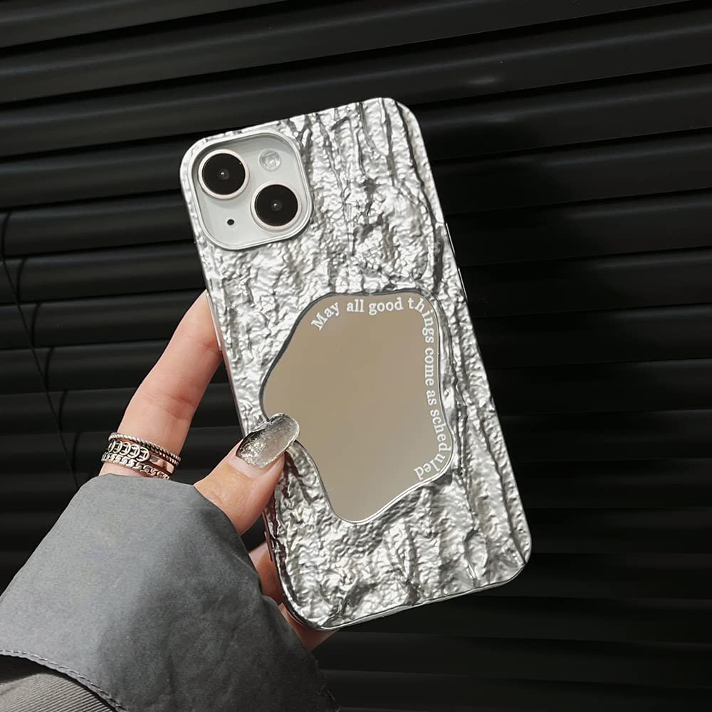 VAOXTY Spiegel Handyhülle Für IPhone 14 – Niedliches Make-up-Design, Weiches Silikon, Glänzend Silber