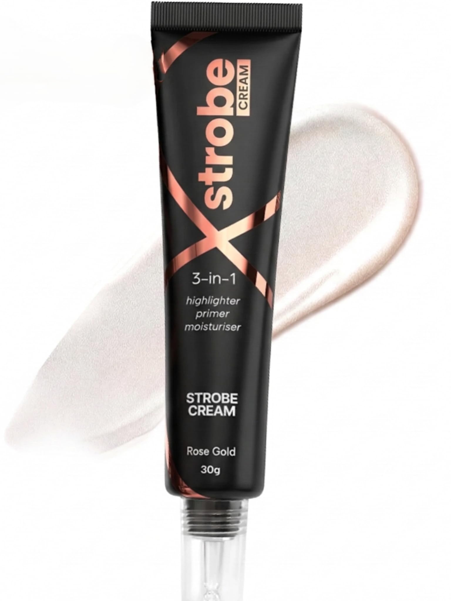 Rose Gold Strobe Cream | 3-in-1 Highlighter, Primer & Moisturizer | Illuminating Makeup Base for Instant Radiant Glow | 30g-image-23