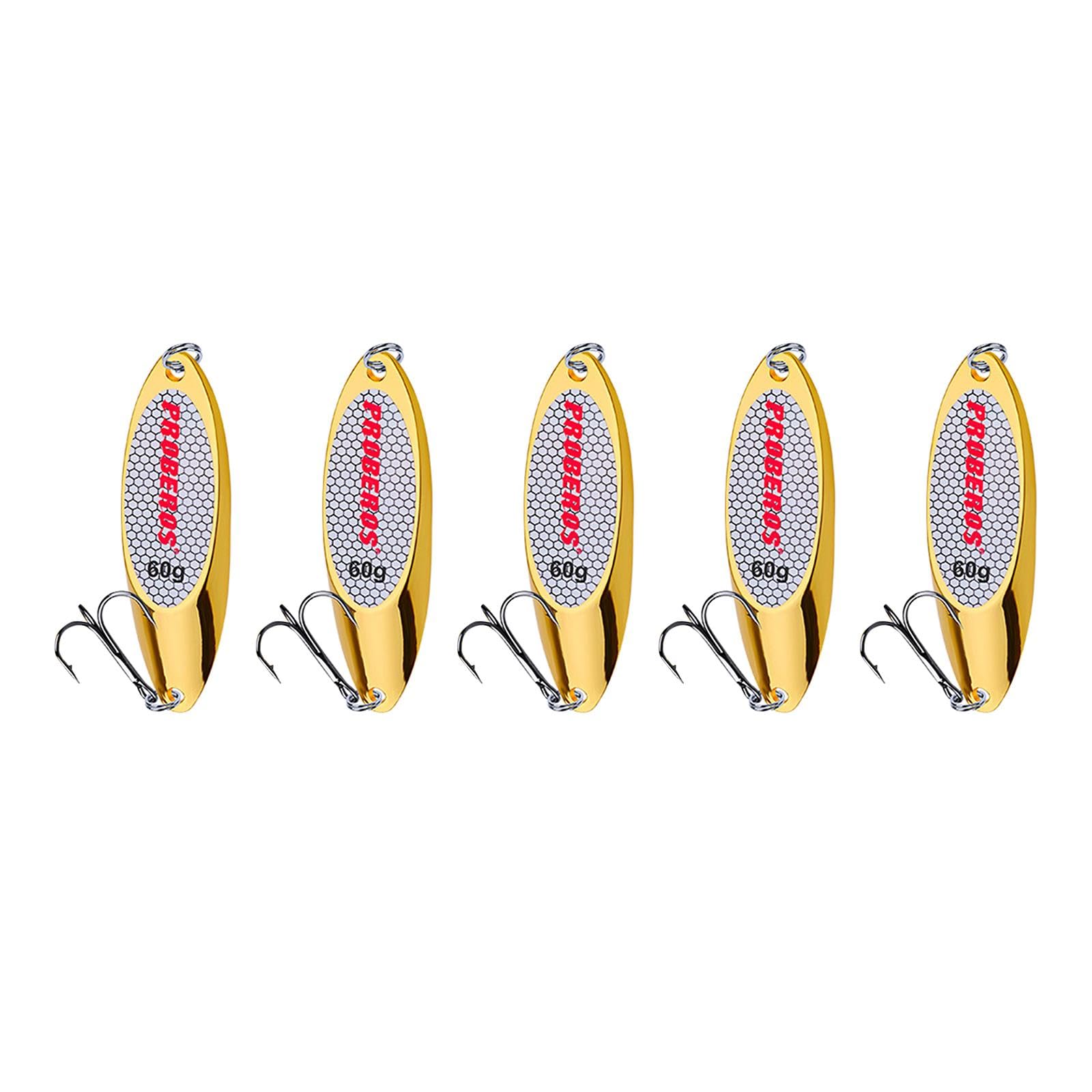 Qianly 5 Piezas Señuelos Cucharas de Pesca de Metal Resistente Al Óxido Cebo Artificial de Triple Anzuelos Suministros de Pesca Accesorios para Pescadores Ad