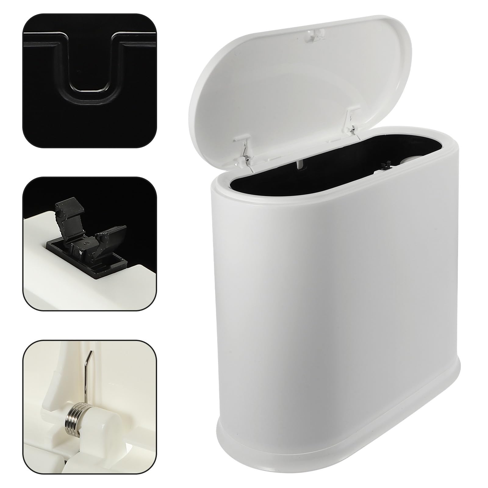 BESTOYARD Cubo de Basura Estrecho con Tapa Práctico de Plástico Pp Blanco para Baño y Oficina Almacenamiento de Residuos con Diseño Simple