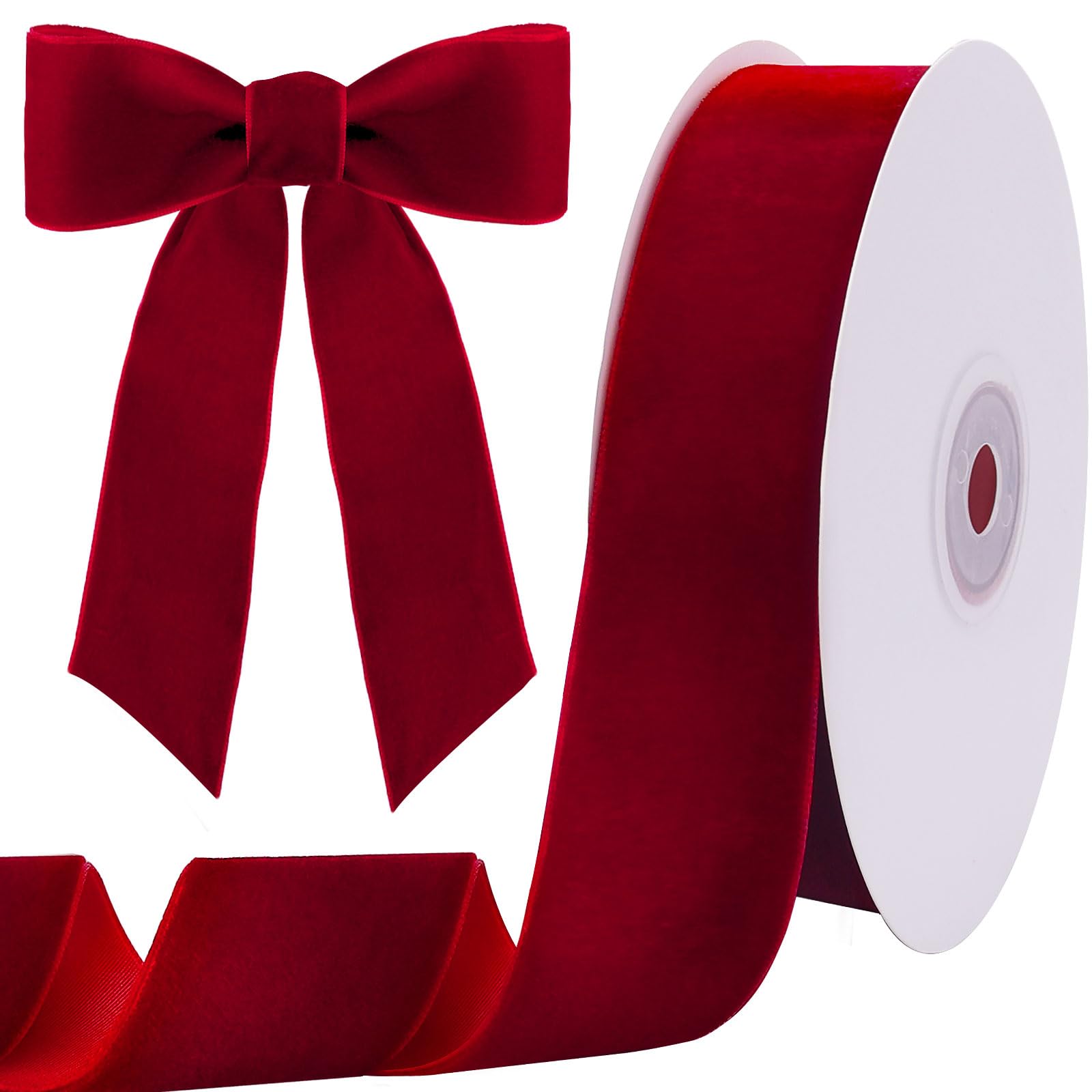 Tsorode 10 Yards Red Velvet Ribbon for Christmas Tree, 1.5 Inch